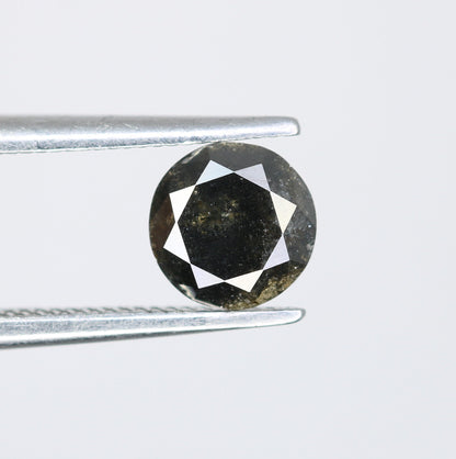 0.76 CT Round Brilliant Cut Salt and Pepper Black Diamond | Loose Natural Diamond for Earrings, Pendants, Necklaces | Wholesale Pricing