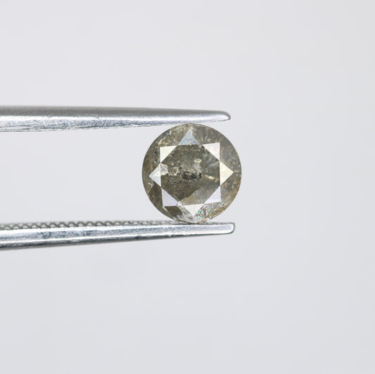 0.76 CT Round Rose Cut Salt and Pepper Galaxy Diamond | 5.6mm Natural Loose Diamond for Ring, Necklace, and Pendant Jewelry Making