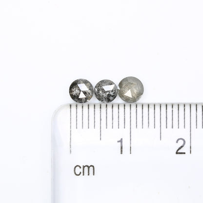 3 Pcs Loose Rose Cut Round Salt and Pepper Real Diamond For Three Stone Ring ll Gift For Wife ll Gift For Girlfriend ll Gift For Daughter