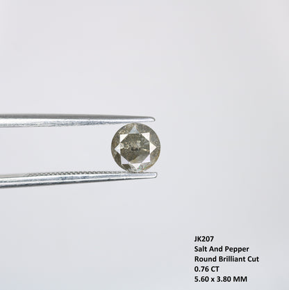 0.76 CT Round Rose Cut Salt and Pepper Galaxy Diamond | 5.6mm Natural Loose Diamond for Ring, Necklace, and Pendant Jewelry Making