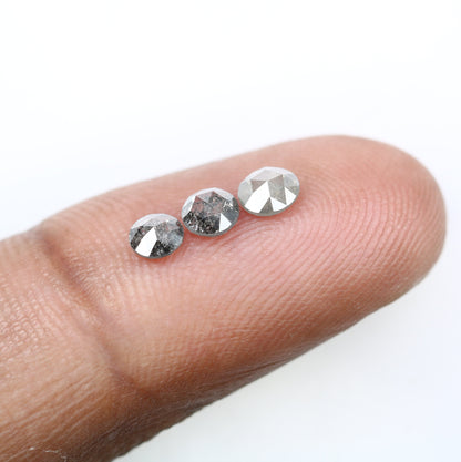 3 Pcs Loose Rose Cut Round Salt and Pepper Real Diamond For Three Stone Ring ll Gift For Wife ll Gift For Girlfriend ll Gift For Daughter