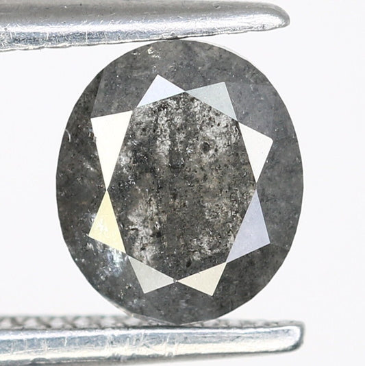 0.69 CT Salt and Pepper Oval Diamond Ring, 5.8 x 5.0 mm - Natural Loose Diamond for Custom Gold Rings & Unique Jewelry Designs