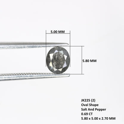 0.69 CT Salt and Pepper Oval Diamond Ring, 5.8 x 5.0 mm - Natural Loose Diamond for Custom Gold Rings & Unique Jewelry Designs