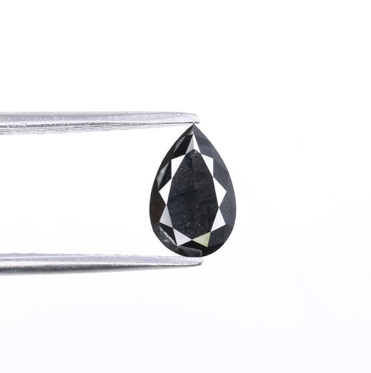 0.90 CT Treated Black Pear Diamond for Engagement Ring | Customizable Jewelry | Elegant Black Diamond Ring