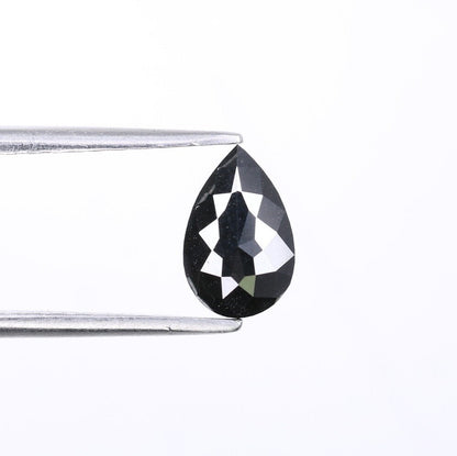 0.90 CT Treated Black Pear Diamond for Engagement Ring | Customizable Jewelry | Elegant Black Diamond Ring