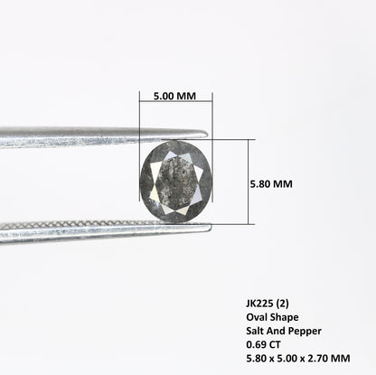 0.69 CT Salt and Pepper Oval Diamond Ring, 5.8 x 5.0 mm - Natural Loose Diamond for Custom Gold Rings & Unique Jewelry Designs