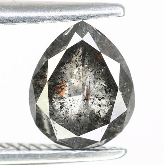 Pear Salt And Pepper Diamond For Engagement Ring 0.90 CT 6.3 x 5.2 mmFor Gold Ring Diamonds