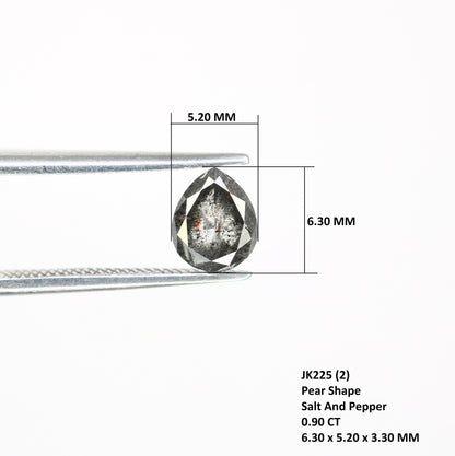 Pear Salt And Pepper Diamond For Engagement Ring 0.90 CT 6.3 x 5.2 mmFor Gold Ring Diamonds