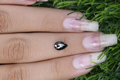 0.90 CT Treated Black Pear Diamond for Engagement Ring | Customizable Jewelry | Elegant Black Diamond Ring