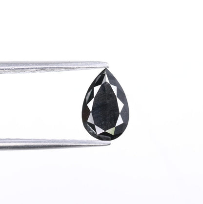 0.90 CT Treated Black Pear Diamond for Engagement Ring | Customizable Jewelry | Elegant Black Diamond Ring