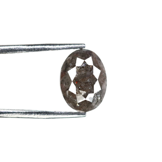 1.42 CT Oval Salt and Pepper Rustic Diamond - Unique Engagement or Wedding Ring, Custom Gold Jewelry & One-of-a-Kind Statement Piece