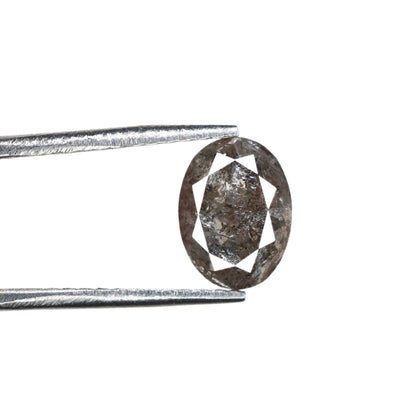 1.42 CT Oval Salt and Pepper Rustic Diamond - Unique Engagement or Wedding Ring, Custom Gold Jewelry & One-of-a-Kind Statement Piece