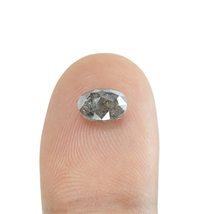 1.42 CT Oval Salt and Pepper Rustic Diamond - Unique Engagement or Wedding Ring, Custom Gold Jewelry & One-of-a-Kind Statement Piece
