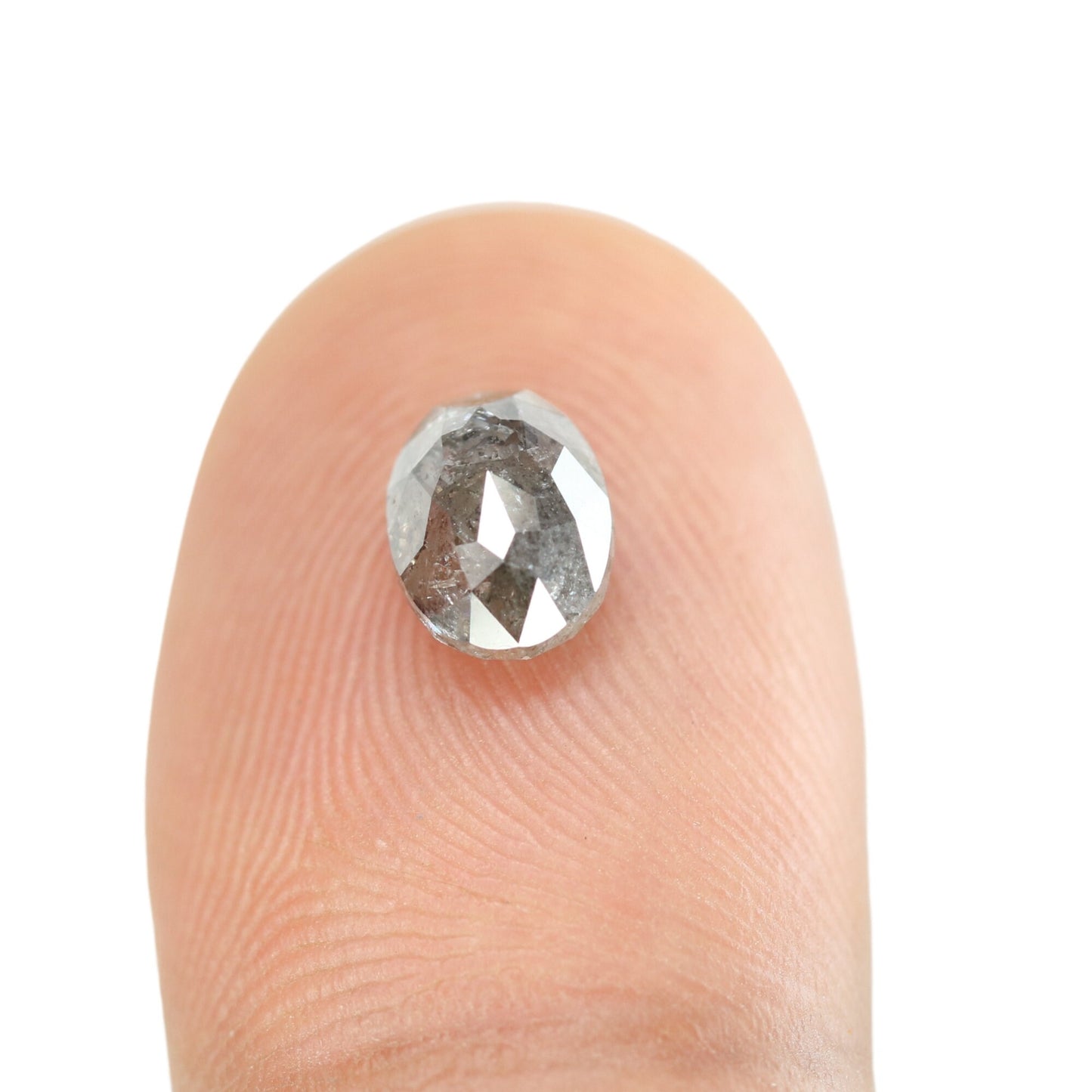 1.42 CT Oval Salt and Pepper Rustic Diamond - Unique Engagement or Wedding Ring, Custom Gold Jewelry & One-of-a-Kind Statement Piece