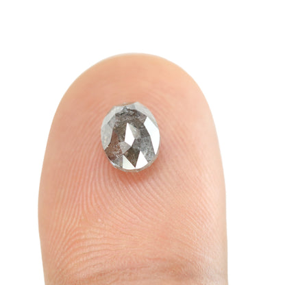 1.42 CT Oval Salt and Pepper Rustic Diamond - Unique Engagement or Wedding Ring, Custom Gold Jewelry & One-of-a-Kind Statement Piece
