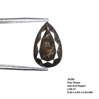 1.69 CT Salt and Pepper Pear Shaped Natural Rustic Diamond for Wedding Ring | Unique Gift for Her | Elegant Gold Ring Accent