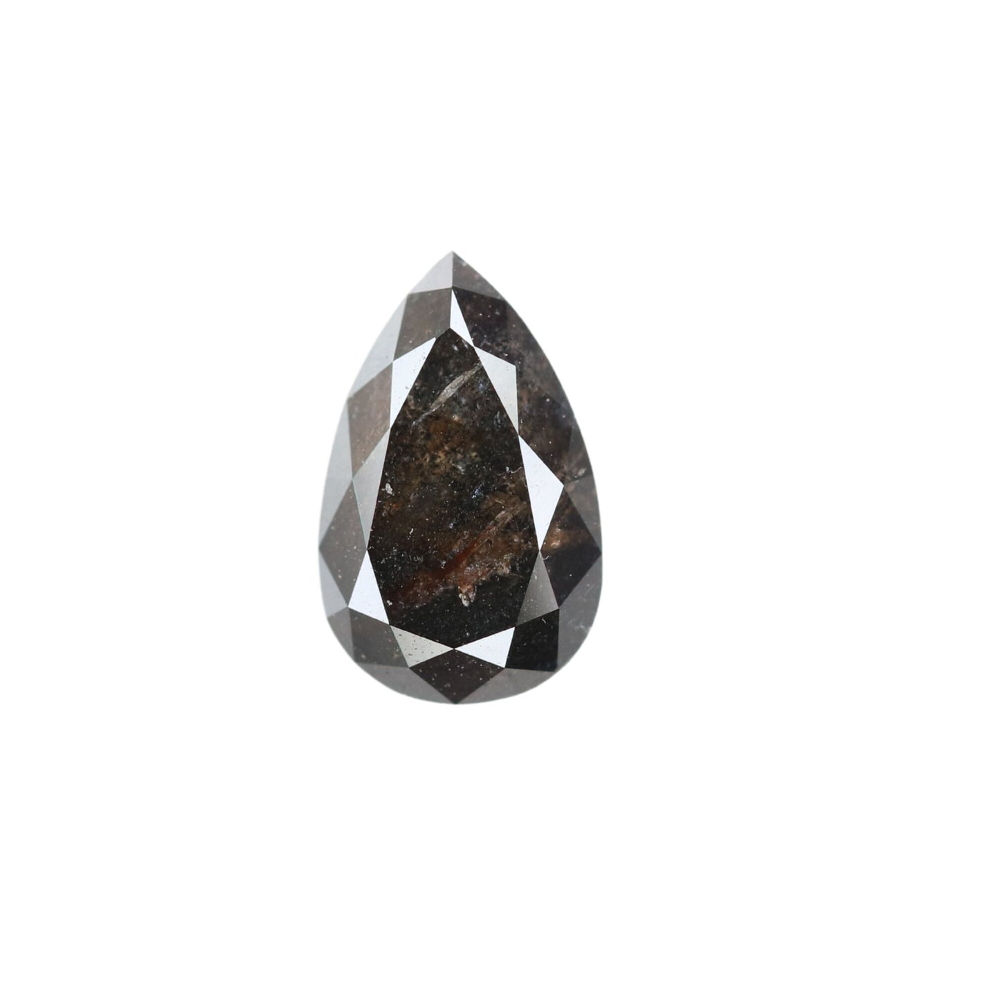 1.69 CT Salt and Pepper Pear Shaped Natural Rustic Diamond for Wedding Ring | Unique Gift for Her | Elegant Gold Ring Accent