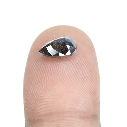 1.69 CT Salt and Pepper Pear Shaped Natural Rustic Diamond for Wedding Ring | Unique Gift for Her | Elegant Gold Ring Accent