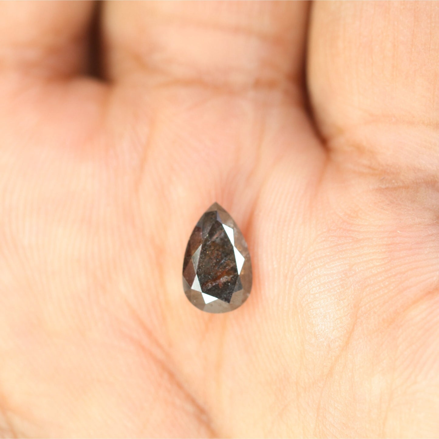 1.69 CT Salt and Pepper Pear Shaped Natural Rustic Diamond for Wedding Ring | Unique Gift for Her | Elegant Gold Ring Accent