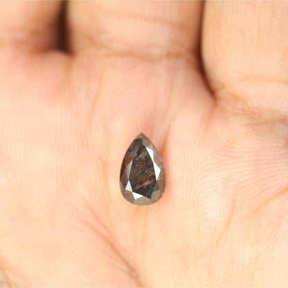 1.69 CT Salt and Pepper Pear Shaped Natural Rustic Diamond for Wedding Ring | Unique Gift for Her | Elegant Gold Ring Accent