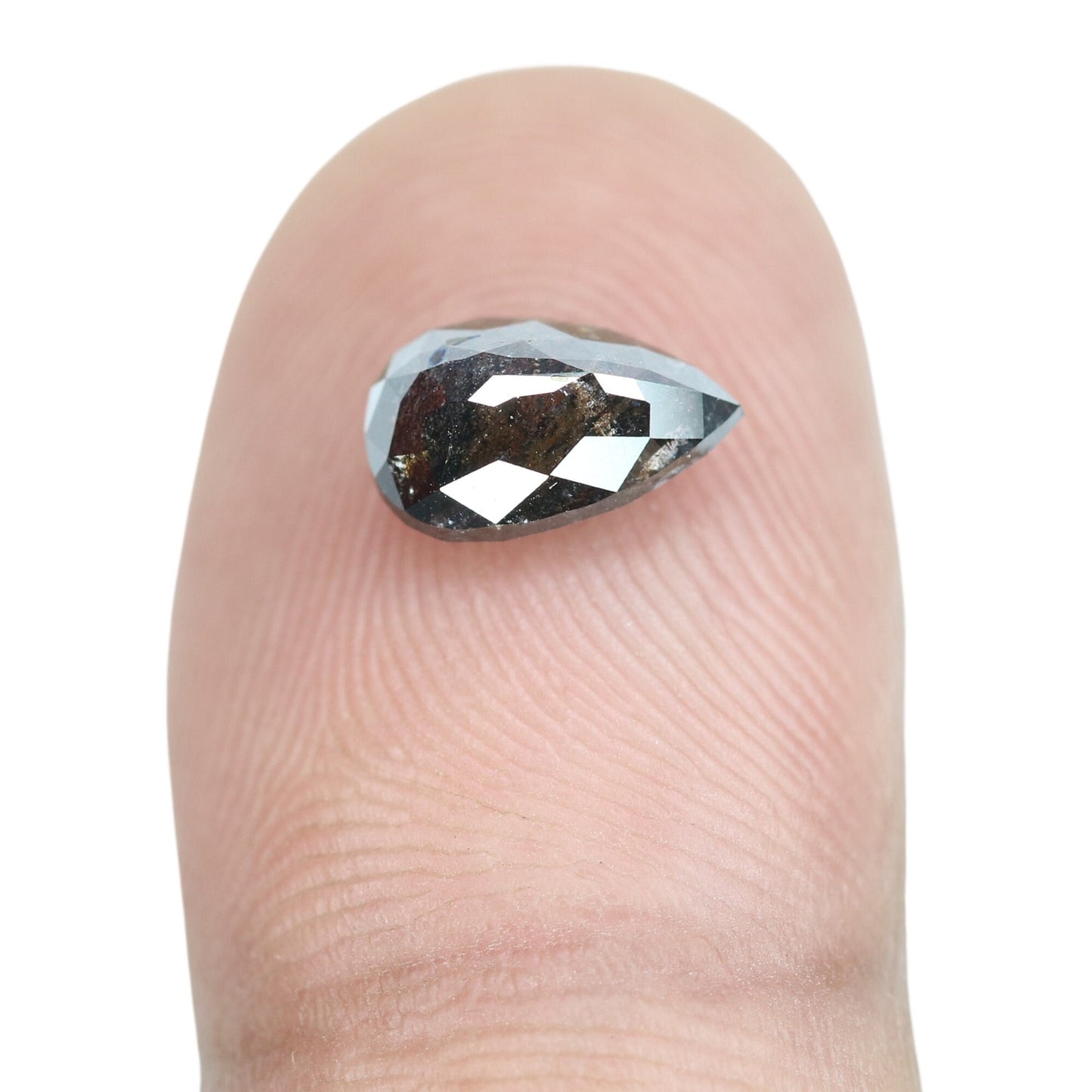 1.69 CT Salt and Pepper Pear Shaped Natural Rustic Diamond for Wedding Ring | Unique Gift for Her | Elegant Gold Ring Accent
