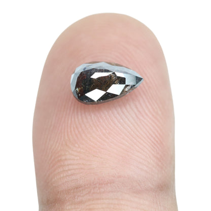 1.69 CT Salt and Pepper Pear Shaped Natural Rustic Diamond for Wedding Ring | Unique Gift for Her | Elegant Gold Ring Accent