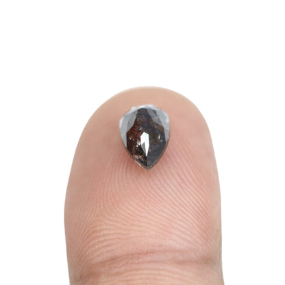 1.69 CT Salt and Pepper Pear Shaped Natural Rustic Diamond for Wedding Ring | Unique Gift for Her | Elegant Gold Ring Accent