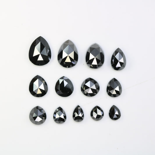 Antique Black Diamonds | Natural Loose Pear Cut Diamonds | Unique Diamond Lot for Jewelry | Perfect Gift for Him & Her