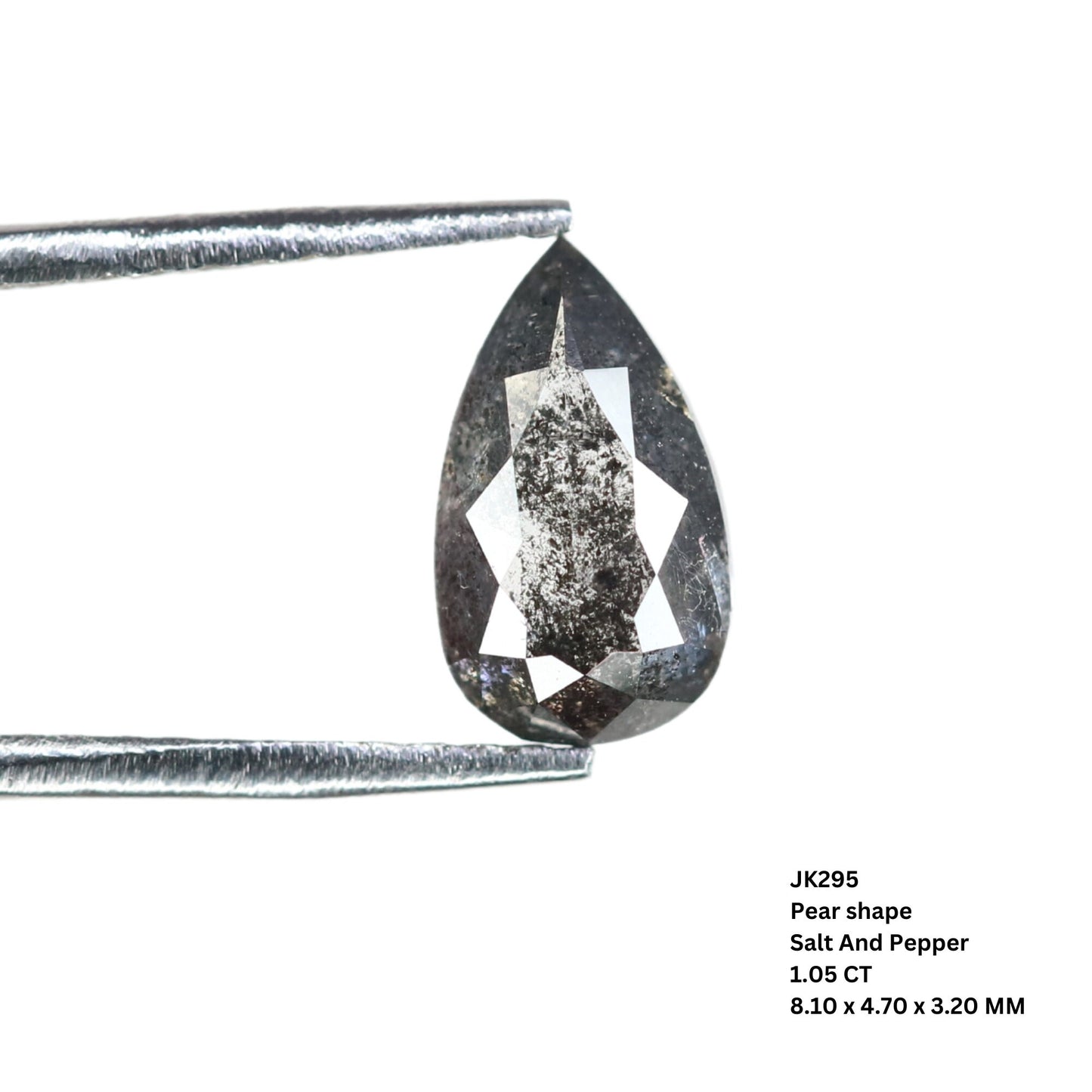 1.05 CT Natural Pear Shaped Salt and Pepper Diamond | Unique Engagement Ring Gem | Rustic Wedding Jewelry