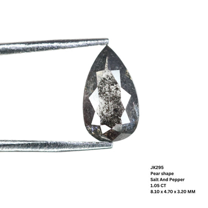 1.05 CT Natural Pear Shaped Salt and Pepper Diamond | Unique Engagement Ring Gem | Rustic Wedding Jewelry