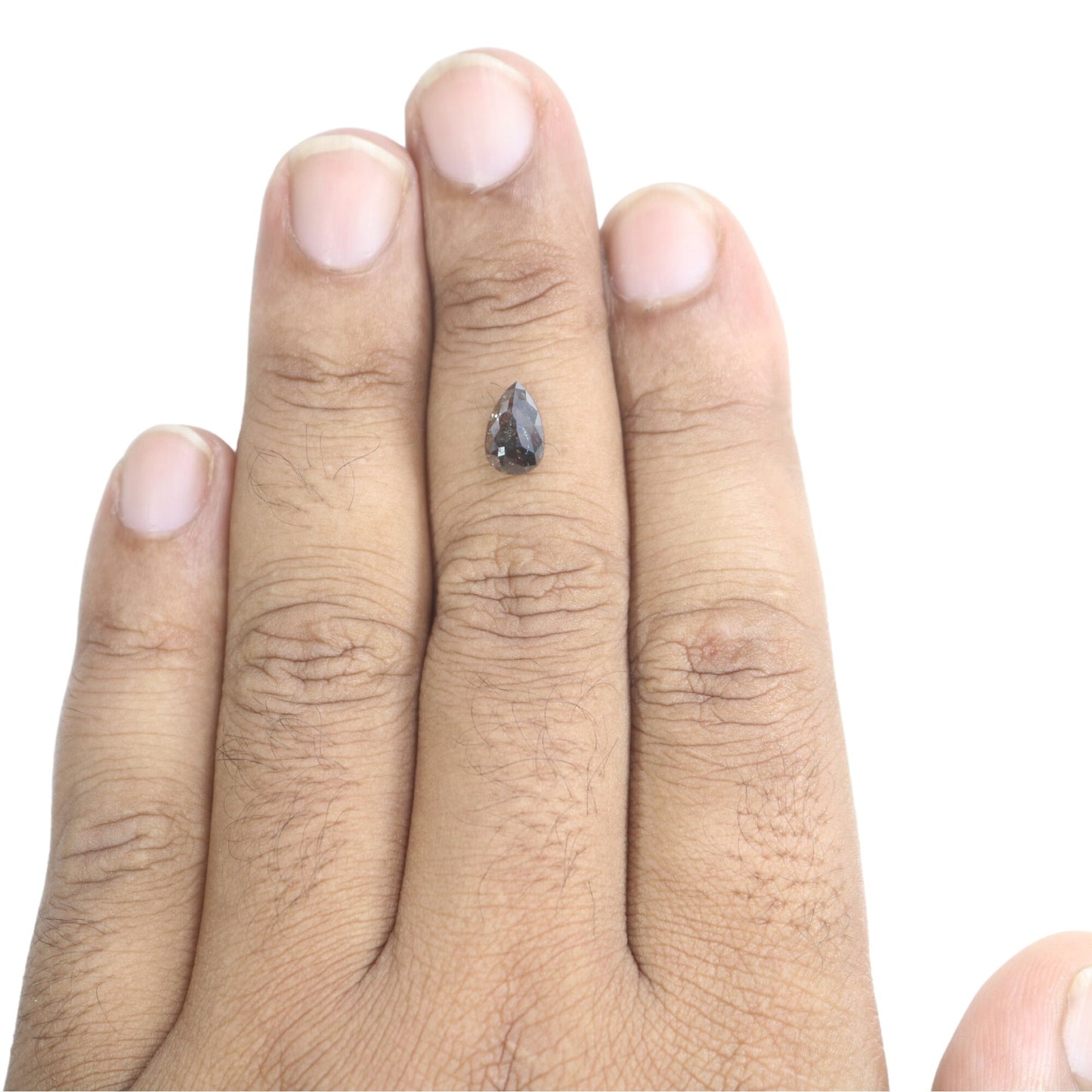 1.69 CT Salt and Pepper Pear Shaped Natural Rustic Diamond for Wedding Ring | Unique Gift for Her | Elegant Gold Ring Accent