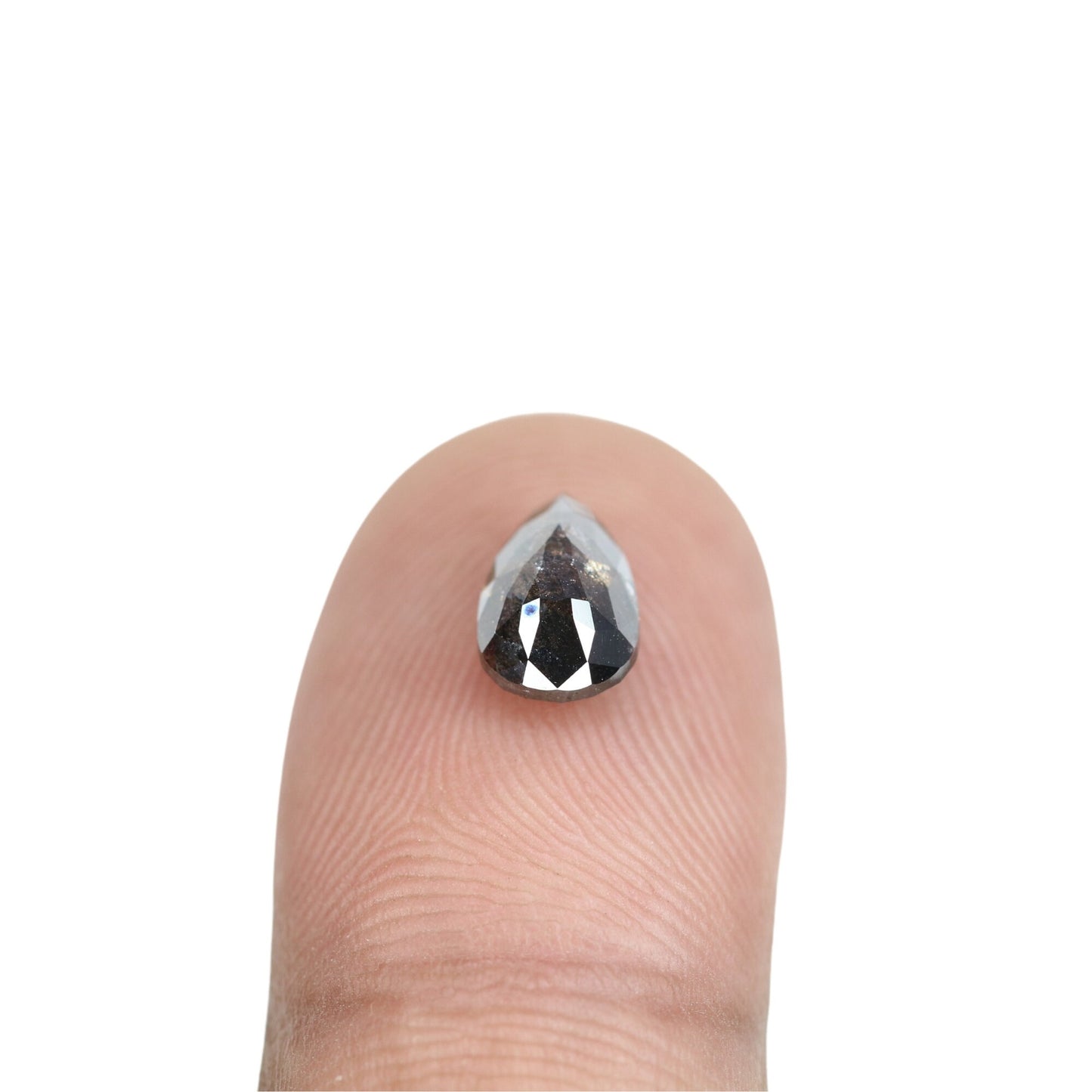 1.69 CT Salt and Pepper Pear Shaped Natural Rustic Diamond for Wedding Ring | Unique Gift for Her | Elegant Gold Ring Accent