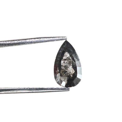 1.05 CT Natural Pear Shaped Salt and Pepper Diamond | Unique Engagement Ring Gem | Rustic Wedding Jewelry