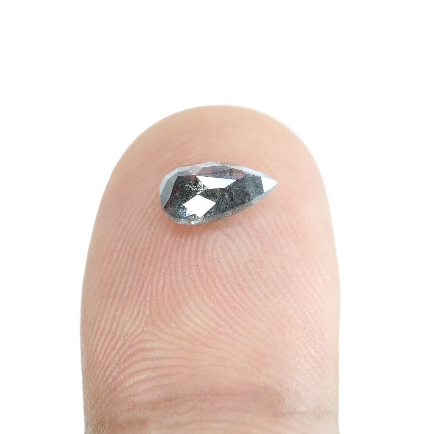 1.05 CT Natural Pear Shaped Salt and Pepper Diamond | Unique Engagement Ring Gem | Rustic Wedding Jewelry