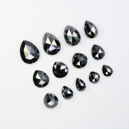 Antique Black Diamonds | Natural Loose Pear Cut Diamonds | Unique Diamond Lot for Jewelry | Perfect Gift for Him & Her