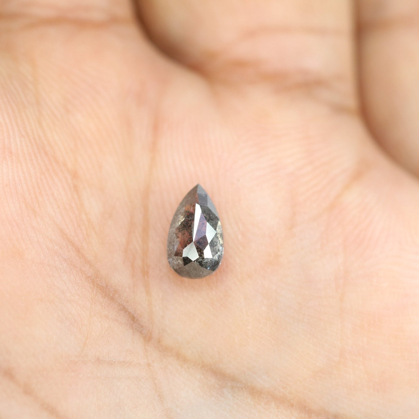 1.05 CT Natural Pear Shaped Salt and Pepper Diamond | Unique Engagement Ring Gem | Rustic Wedding Jewelry