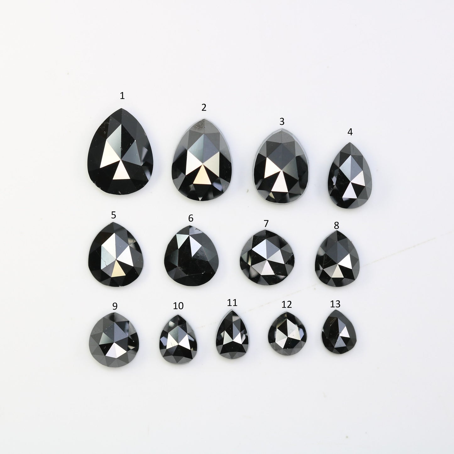Antique Black Diamonds | Natural Loose Pear Cut Diamonds | Unique Diamond Lot for Jewelry | Perfect Gift for Him & Her