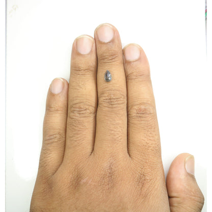1.05 CT Natural Pear Shaped Salt and Pepper Diamond | Unique Engagement Ring Gem | Rustic Wedding Jewelry