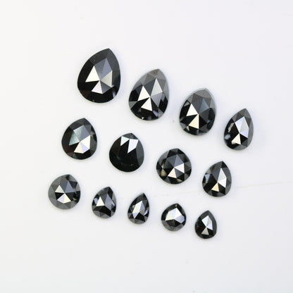 Antique Black Diamonds | Natural Loose Pear Cut Diamonds | Unique Diamond Lot for Jewelry | Perfect Gift for Him & Her