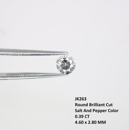 0.39 CT Loose Round Salt and Pepper Diamond | Ideal for Custom Gold Rings and Engagement Jewelry