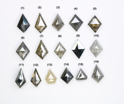Salt and Pepper Kite Shape Diamonds | Mixed Shape Loose Black and Grey Diamonds | Unique Gemstones for Jewelry and Gifts