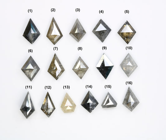 Salt and Pepper Kite Shape Diamonds | Mixed Shape Loose Black and Grey Diamonds | Unique Gemstones for Jewelry and Gifts