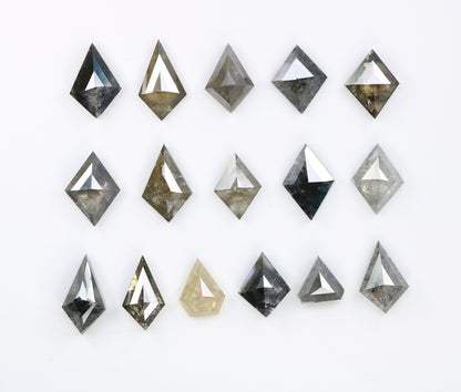 Salt and Pepper Kite Shape Diamonds | Mixed Shape Loose Black and Grey Diamonds | Unique Gemstones for Jewelry and Gifts