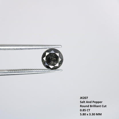 0.85 CT Natural Salt and Pepper Round Brilliant Cut Diamond | Ideal for Rings, Earrings, and Jewelry Making | Wholesale Pricing Available