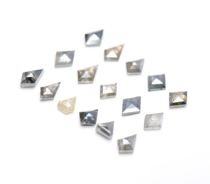 Salt and Pepper Kite Shape Diamonds | Mixed Shape Loose Black and Grey Diamonds | Unique Gemstones for Jewelry and Gifts