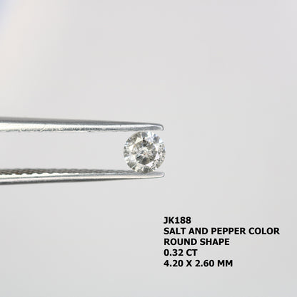 0.32 CT Loose Natural Salt and Pepper Diamond | Fancy Brilliant Cut Round Gemstone for Rings and Jewelry