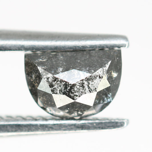 0.48 CT Salt and Pepper Unique Loose Diamond, Half Moon Cut for Handmade Necklace Pendant, Fancy Diamond Engagement Gold Ring For Women