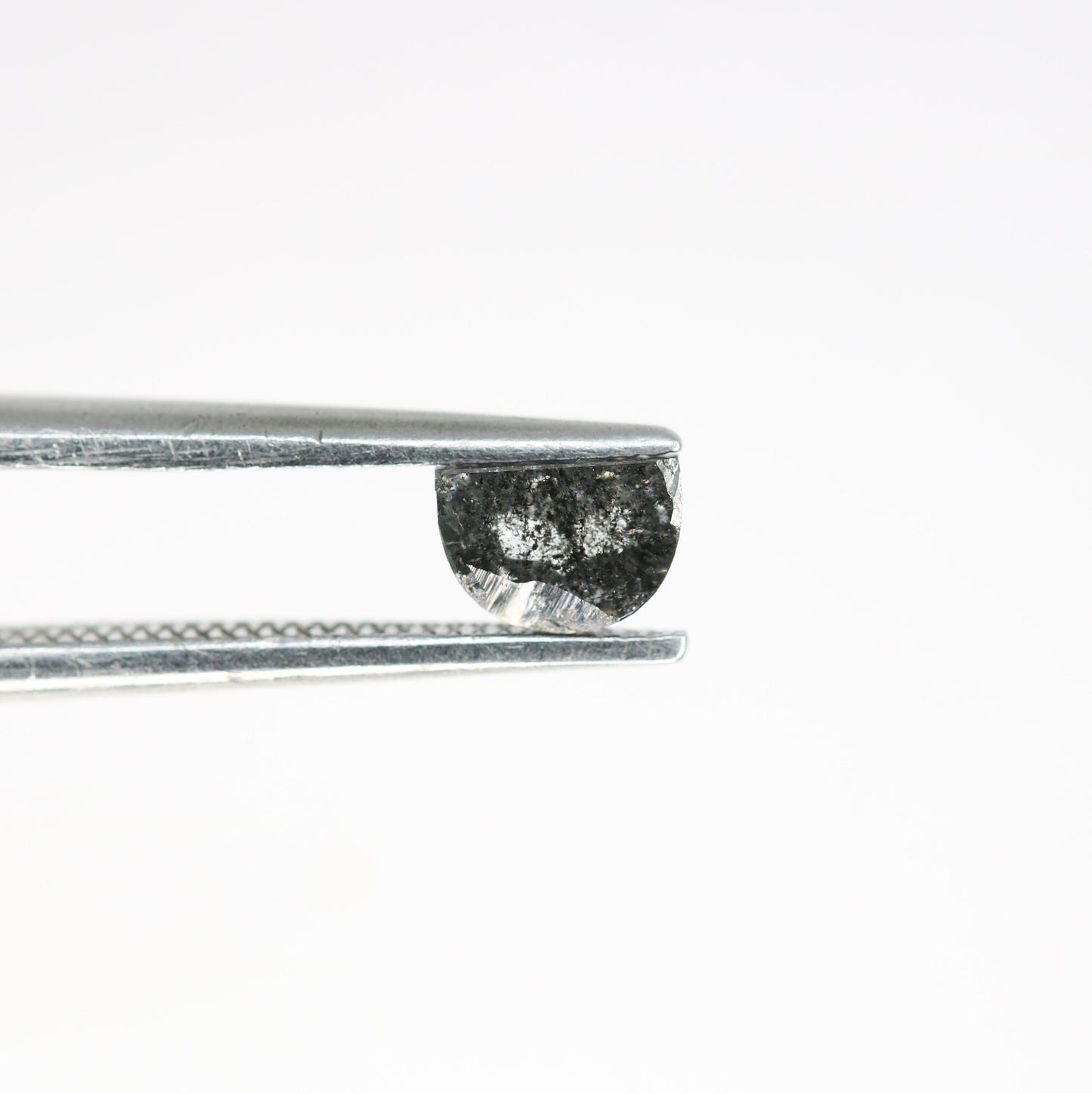 0.48 CT Salt and Pepper Unique Loose Diamond, Half Moon Cut for Handmade Necklace Pendant, Fancy Diamond Engagement Gold Ring For Women