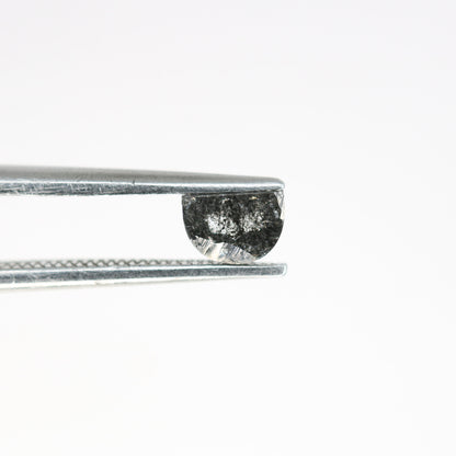 0.48 CT Salt and Pepper Unique Loose Diamond, Half Moon Cut for Handmade Necklace Pendant, Fancy Diamond Engagement Gold Ring For Women
