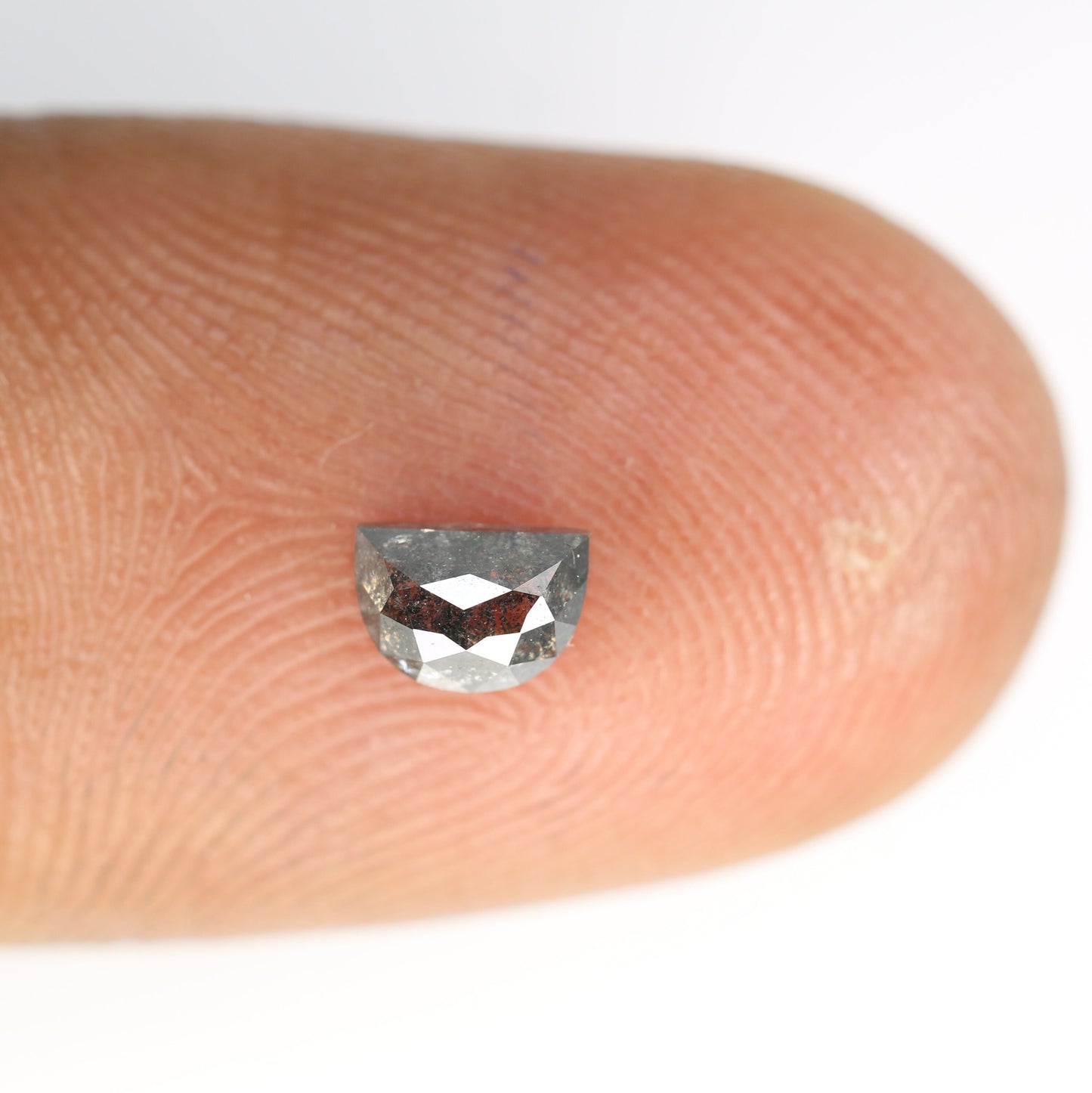 0.48 CT Salt and Pepper Unique Loose Diamond, Half Moon Cut for Handmade Necklace Pendant, Fancy Diamond Engagement Gold Ring For Women